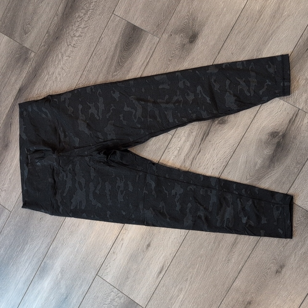Zyia Active, Black Camo Battleship Luxe Leggings, Size 8/10